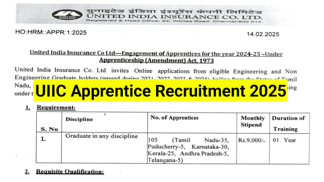 UIIC Apprentice Recruitment 2025